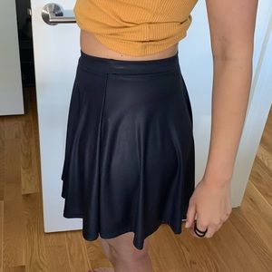 Faux Leather Skirt - Navy Blue